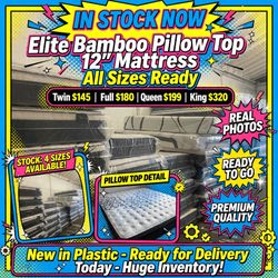 King Size Mattress Pillow Top 12" New Mattress In A Plastic Sealed