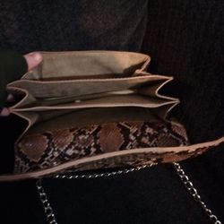 Snake Skin Shoulder Bag With Chain Strap 