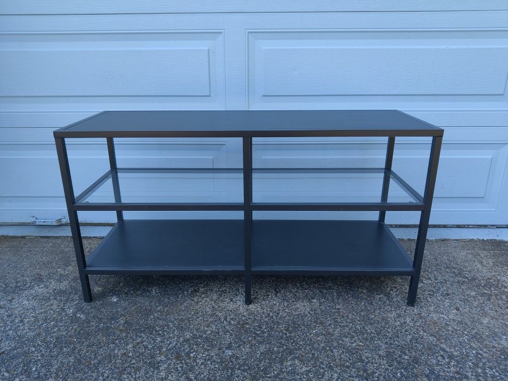 Tv Console Shelf Metal Glass Ikea Vittsjo