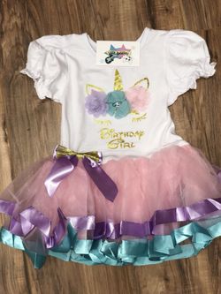 Unicorn Birthday girl tutu dress