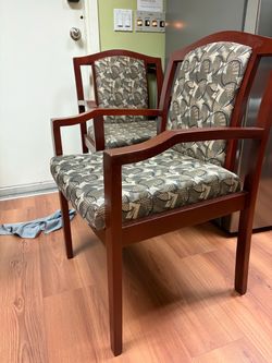 5 Wooden Upholstered Office / Waiting Room Chairs