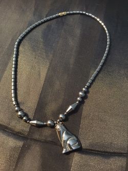 Cat Hematite Necklace New
