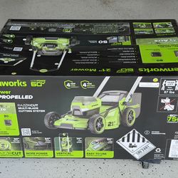 Brand New Greenworks 60v 21” Self Propelled Lawn Mower+8ah Battery+Rapid Charger