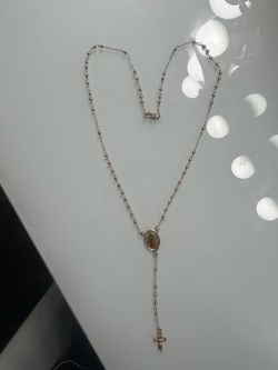 Beaded Rosary Necklace With Crucifix Cross And Oval Medallion