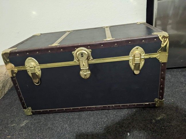Steamer Trunk with Brass Hardware and Wheels