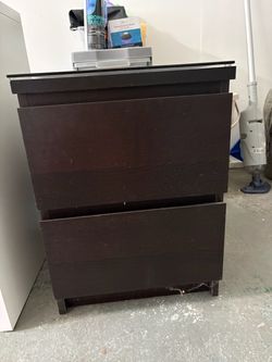 2 Drawer Nightstand with Glass Topper