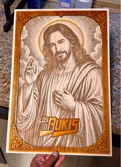 17.5” x 11.5” Los Bukis “Patron Saint of Heartbreak” Layered Wood Art