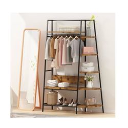 Lamerge Coat Rack Stand with Storage, Multifunctional Entryway Shelf Organizer with 10 Hooks and 6-tier Shelves, 72" Industrial Hall Tree Freestanding