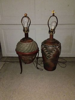 2 lamps and a tiny little hutch