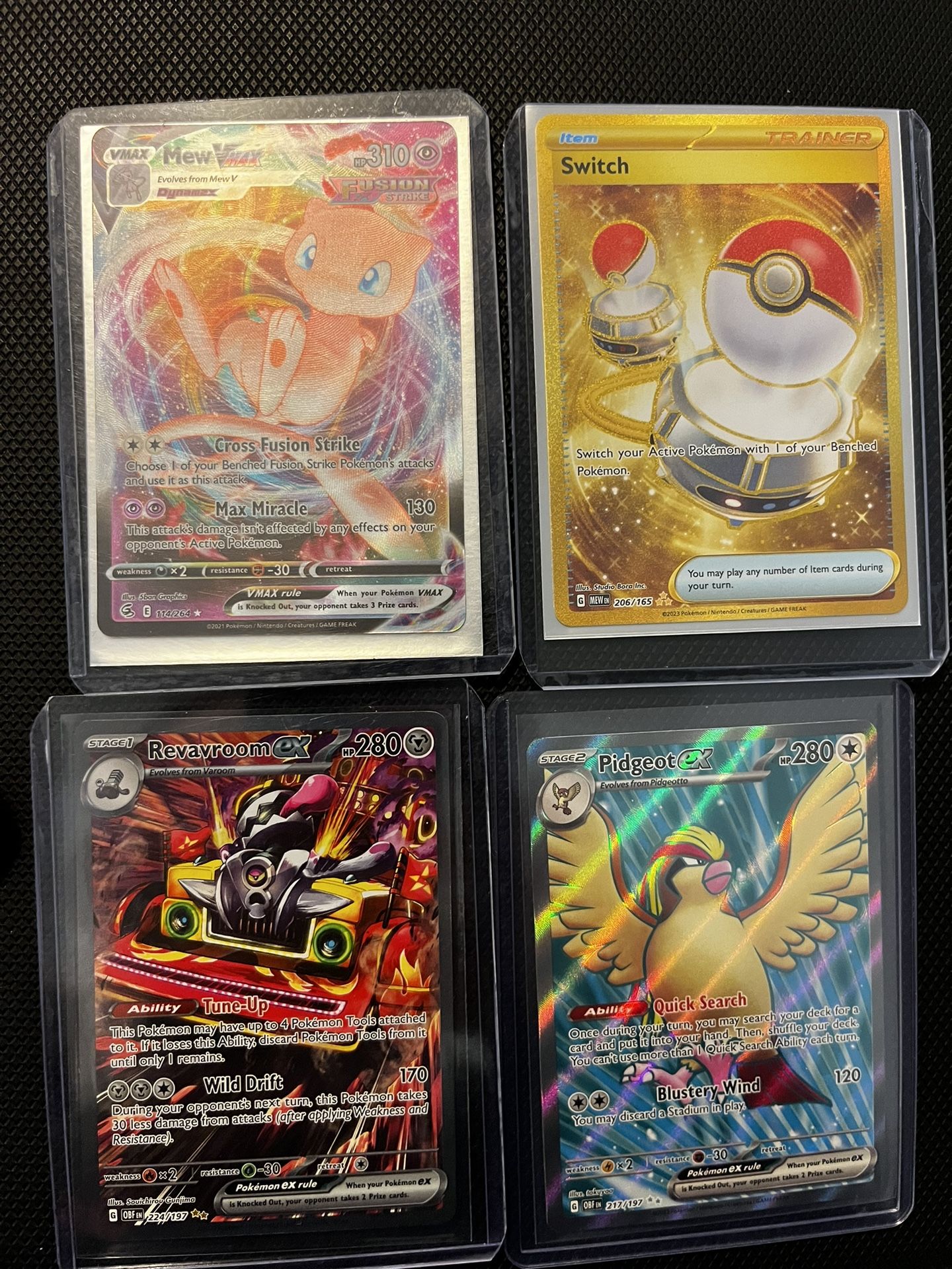 Modern Pokemon Lot: Mew Vmax, Pidgeot Ex, Gold Switch, Full Art Revaroom ex