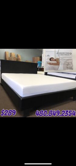 Queen bed and memory foam mattress NWT