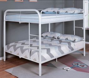 Brand New White Metal Full over Full Bunk Bed