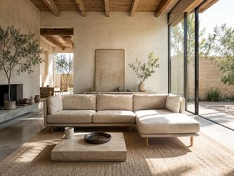 Crate & Barrel Wells Feathered Down Sectional Sofa Couch (Like New)