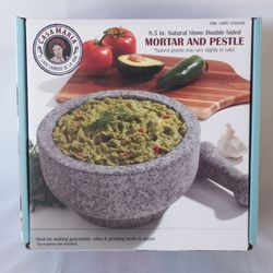 Casa Maria 8.5 in. Natural Granite Stone Double Sided Molcajete/Mortar and Pestle 