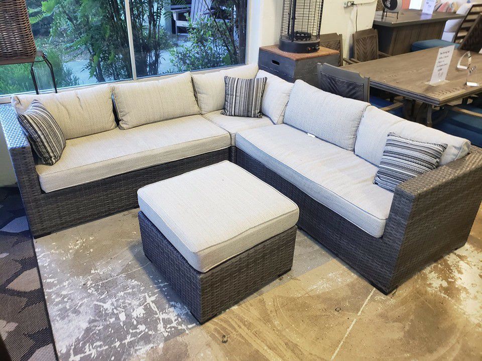New outdoor patio furniture sectional sofa with ottoman tax included free delivery