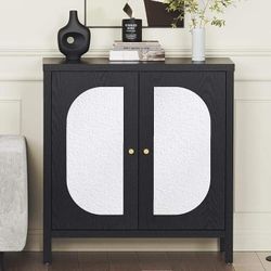 Black Buffet Cabinet with Storage - Modern Sideboard with 2 Doors & Adjustable Shelves, Accent Storage Cabinet for Living Dining Room, Entrywa