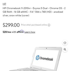 HP Chromebook 11-2010nr - Exynos 5 Dual - Chrome OS - 2 GB RAM - 16 GB eMMC - 11.6" 1366 x 768 (HD) - snow white (cover)
