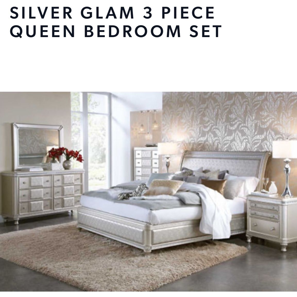 Glam Queen Bed set For Sale
