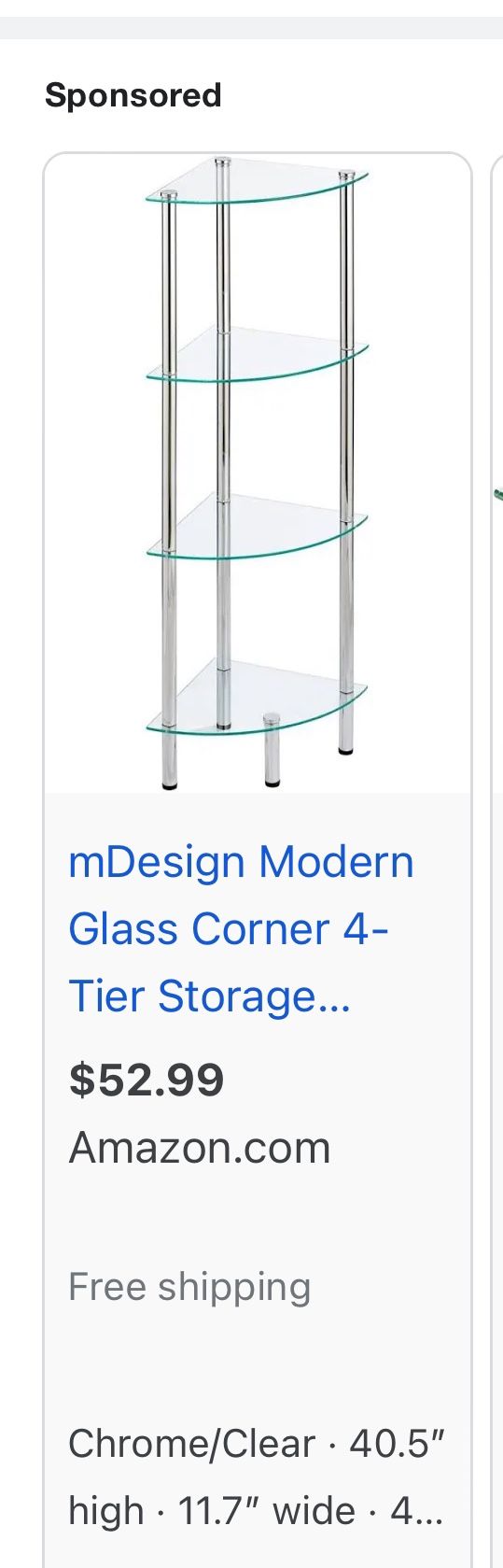 Two Corner Glass Shelves