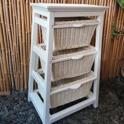 Wood Tower Wicker Drawers