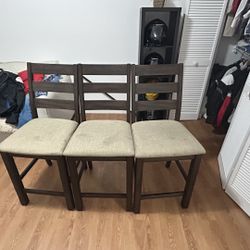 Set of 3 Counter Height Bar Stools - Espresso/Beige