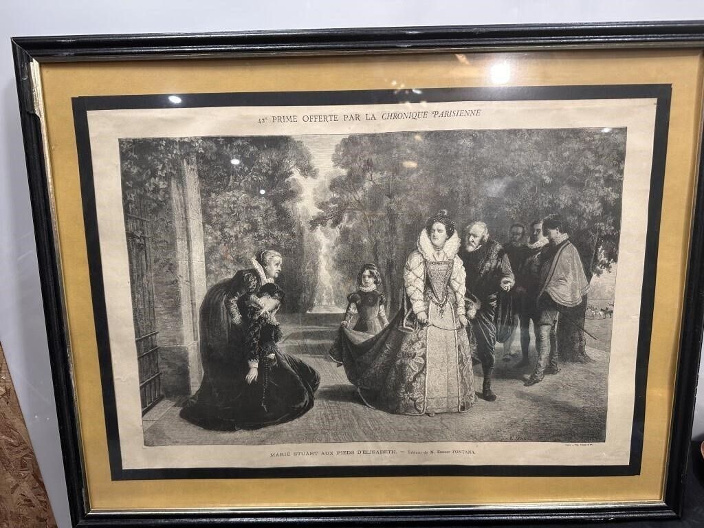 Antique 19th-C Engraving – Ernesto Fontana – Marie Stuart