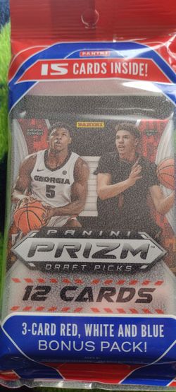 Basketball Prizm 15 cards inside Panini draft picks 3 card red white & blue bonus pack cash porch pickup Redmond