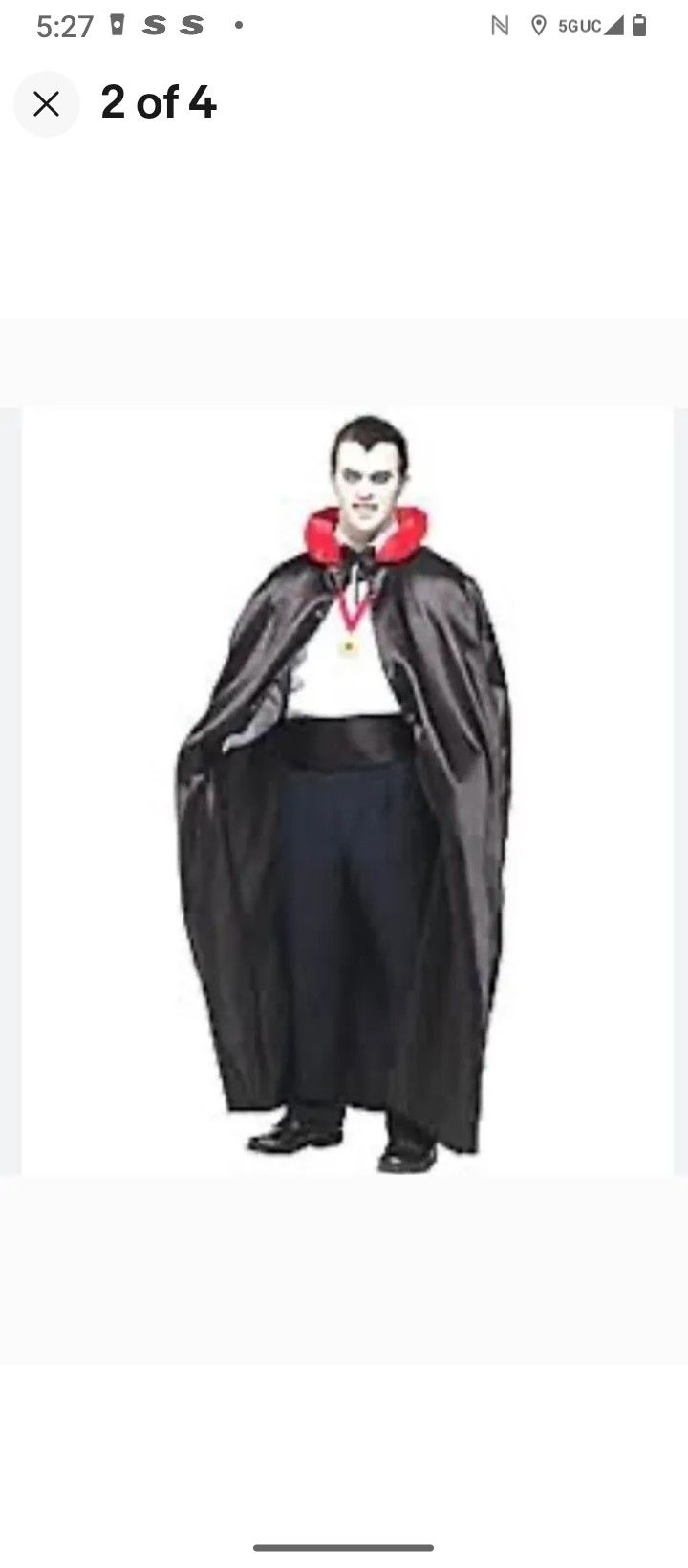 Vampire count cape adult costume from spirit Halloween one size fits most