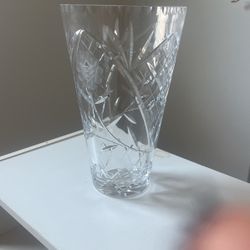 Large Cut Crystal Daisy Pattern Vase 10" Tall