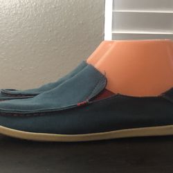 Olukai Lae Ahi Pa I Sneakers Slip On Women’s Blue Canvas Shoes Size 7.5