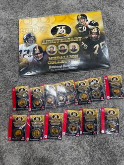 Pittsburgh Steelers 75th Season Anniversary Medallion Collection  14 medallion 1- dermandı 2-Bobby walden 3-Gary Anderson 4-Mike Webster 5-Rod Woodson