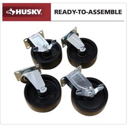 Husky 5 in. Caster Kit for Ready-to-Assemble Steel Garage Base Cabinets