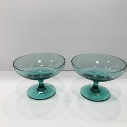 Russel Wright Morgantown Seafoam Set of 2 Champagne Glasses MCM Made in Virginia