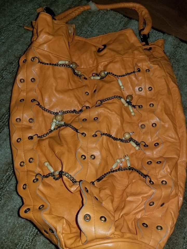 Boho Leather Bag With Beads