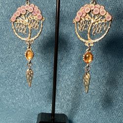 DANGLE EARRINGS  3”  TREE OF LIFE -EXCELLENT CONDITION