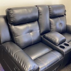 🚚 Same Day Delivery 🚚 Kempten Black LED Reclining Loveseat $1,049.00
