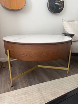 Modern Round Lift-Top Coffee Table with Storage