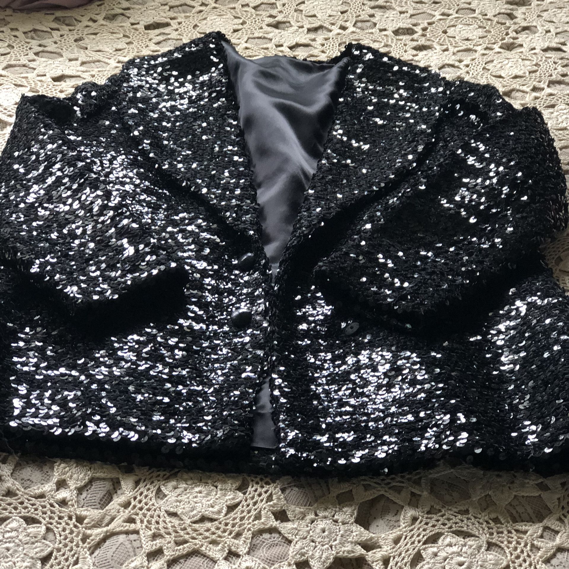 Black Sequin jacket lined medium to small