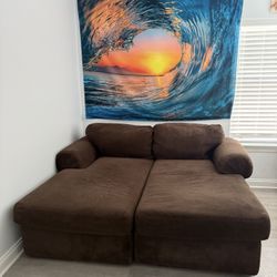 Brown Soft Fabric Love Seat/ Chaise Lounges