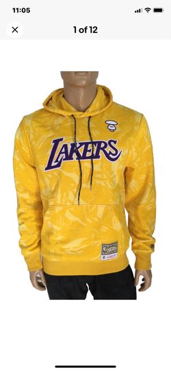 Aape X Mitchell & Ness Yellow Lakers Hoodie Size XXL