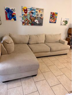 2 piece L sectional couch (beige)