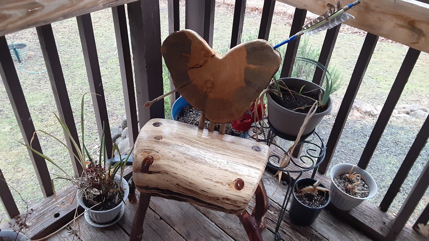 Cupid chair, mansanita, oak, cedar, homemade arrow