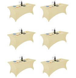 FORLIFE 6Pack Spandex Table Covers 6ft?Fitted Tablecloth For 6ft Rectangular Tables, Stretch Patio Table Covers, Universal Spandex Table Cover For Wed