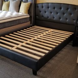 Brand New Black Leather Queen Bedframe