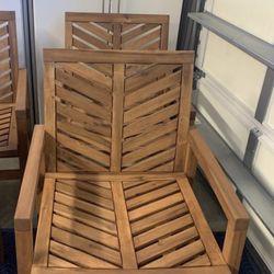 NEW - 2 Patio solid acacia wood chairs/ Arm Chair