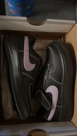 Nike Air Force 1 Black Purple Swoosh Sneakers