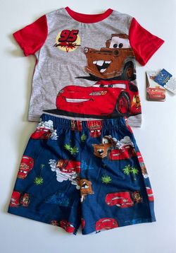 2T Toddler Boys Disney Pixar Cars Lightning McQueen & Mater 2 Piece Pajama Short Set