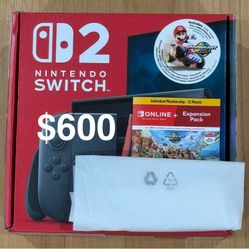 Nintendo Switch 2 Mario Kart World Bundle + 12 month NSO + Expansion - Brand New Sealed