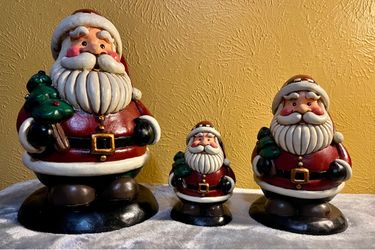 Vintage 1999 Grandeur Noel 3-Piece Santa Figurine Set - Collector's Edition