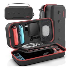 Switch Carrying Case Compatible with Nintendo & OLED, Portable Switch Travel Carry Case Fit for Joy-Con and Adapter, Hard Shell Protective OLED Pouch 